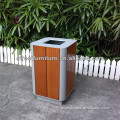 Outdoor wood and metal trash waste receptacles garbage container